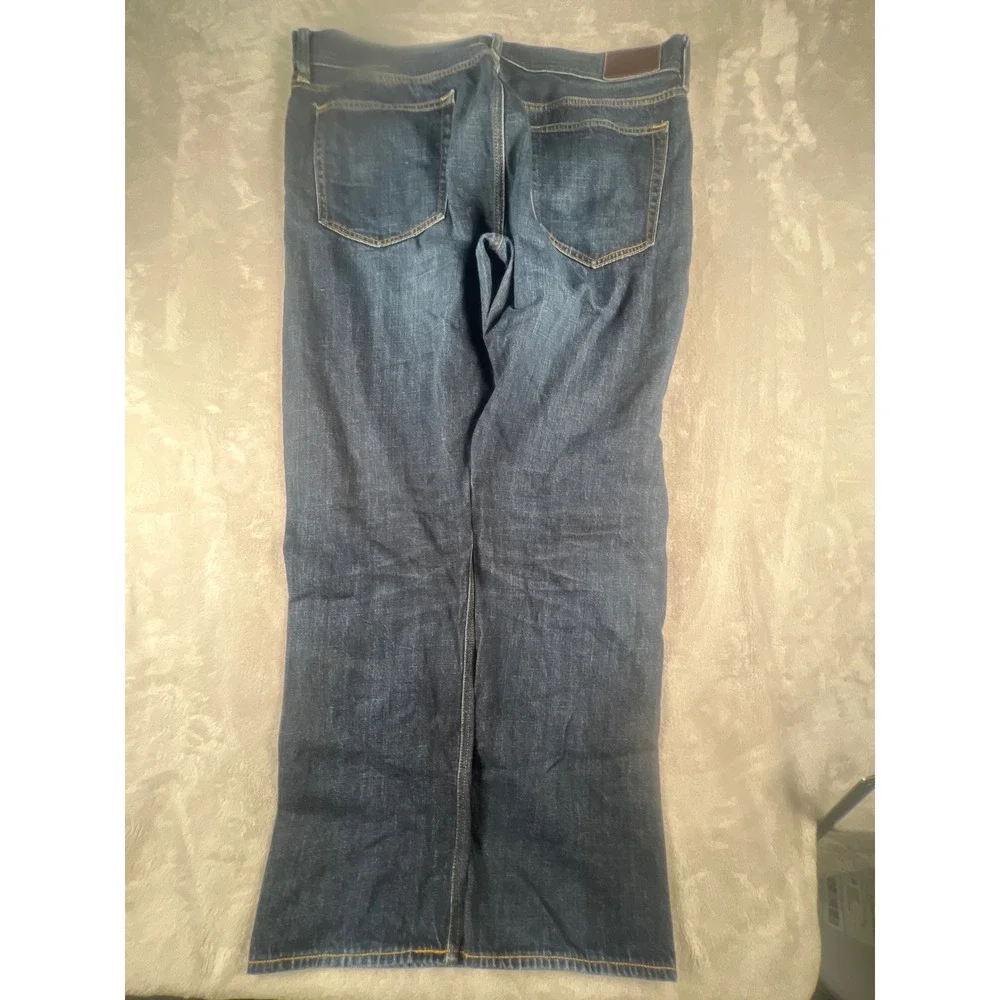 J.Crew The Sutton Selvedge Denim Jeans Mens 36x32 Dark Wash Straight Leg Blue